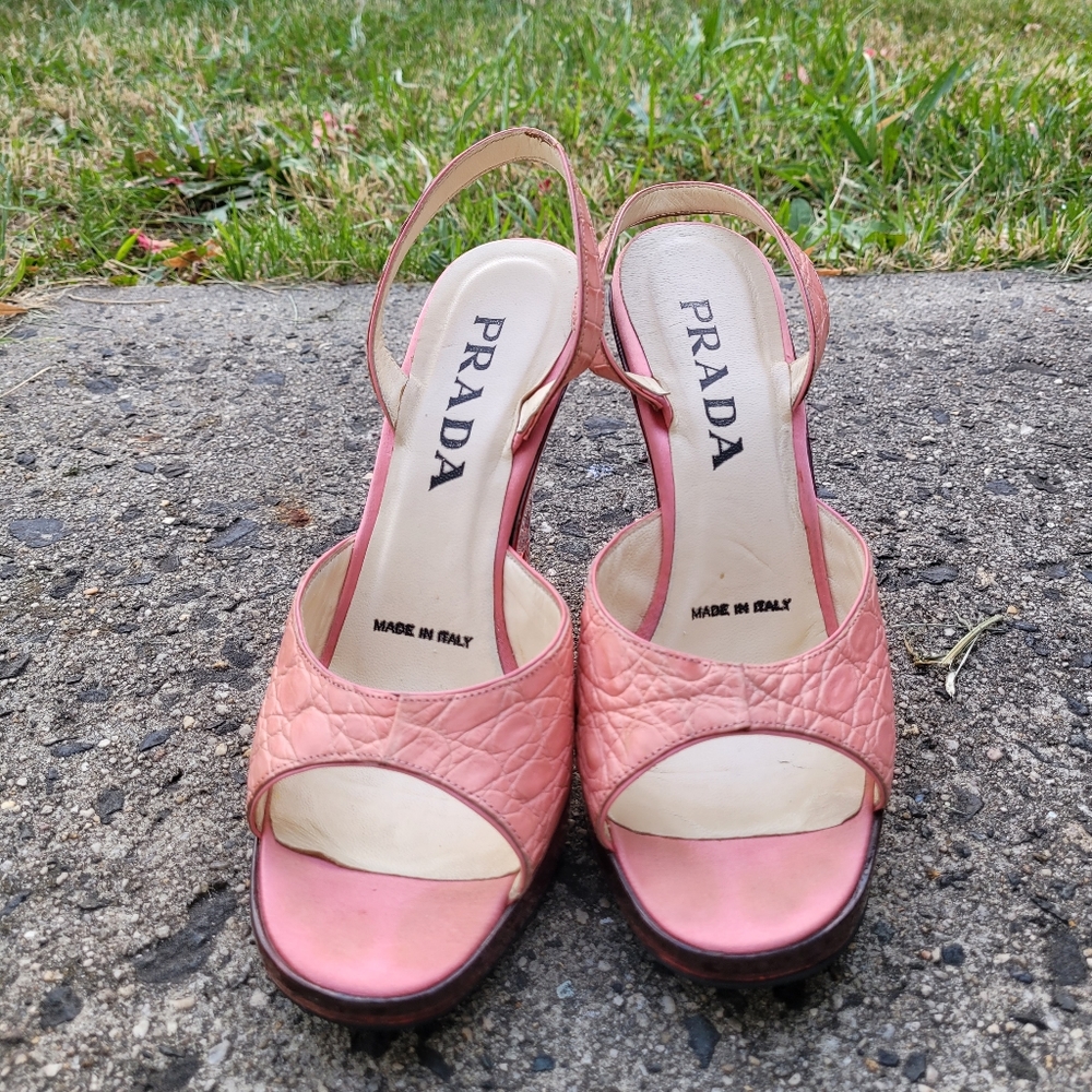 Prada wedge sling back